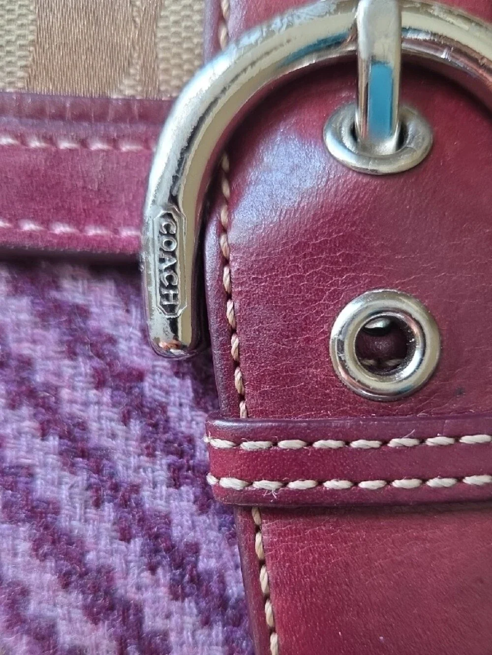 Coach RARE SOHO Purple Herringbone Wristlet Clutch with Buckle Detail - Picture 9 of 16
